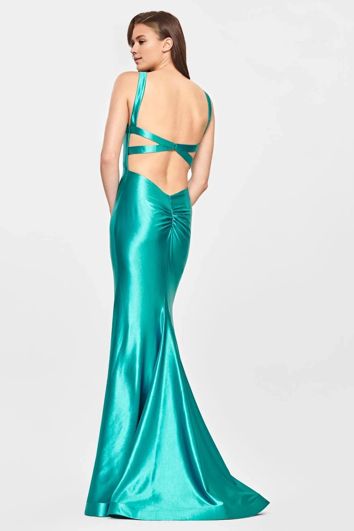 Robe Weitese en satin bleu roi, coupe sirène, col carré, bretelles spaghetti, ourlet au sol, robe de bal spectaculaire